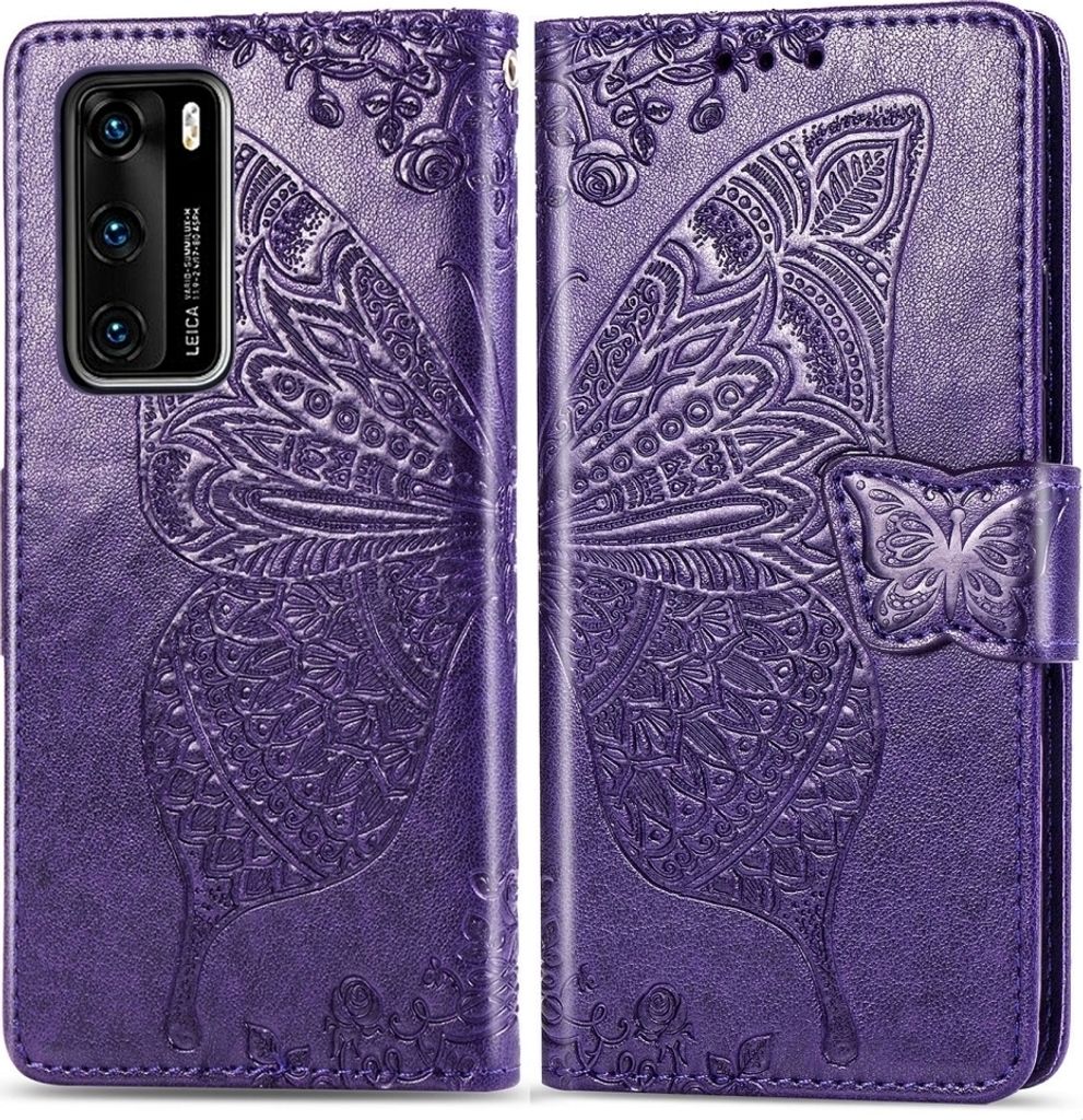Mobigear Butterfly Huawei P40 Hülle Klapphülle Geldbörse - Lila