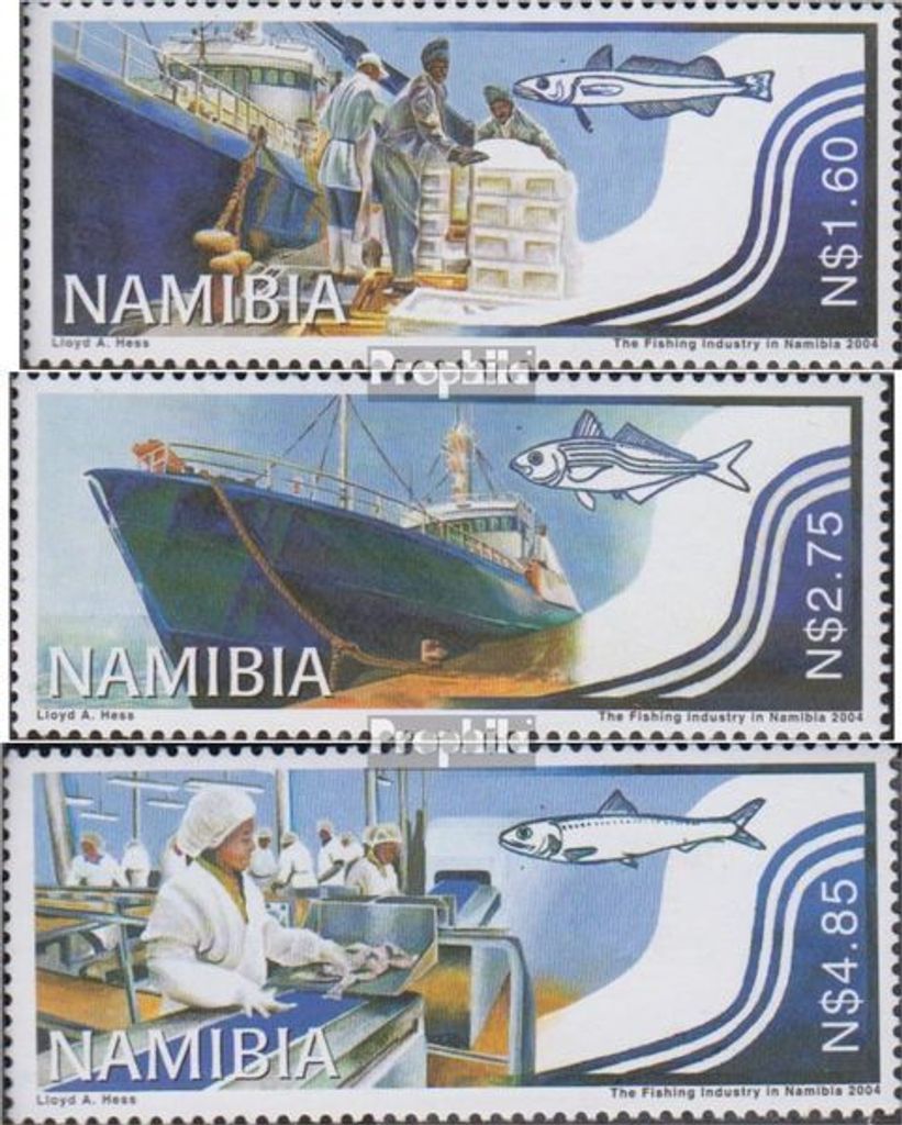 Briefmarken Namibia - Südwestafrika 2004 Mi 1132-1134 (kompl.Ausg.) postfrisch Fischereiindustrie