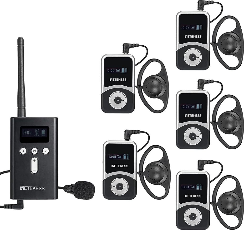 Retekess T130S Tour Guide System, Audio Guide mit 49 Kanälen, 100 m Sprachdolmetschsystem für Tourismus, Fabrik, Konferenz, Kirche, Hochschule