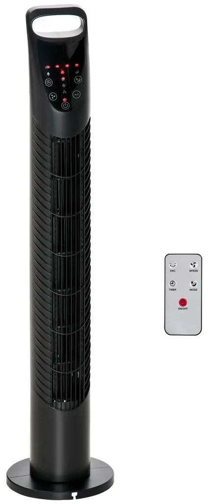 Ventilateur colonne oscillant noir de 78,5 cm avec minuterie intégrée