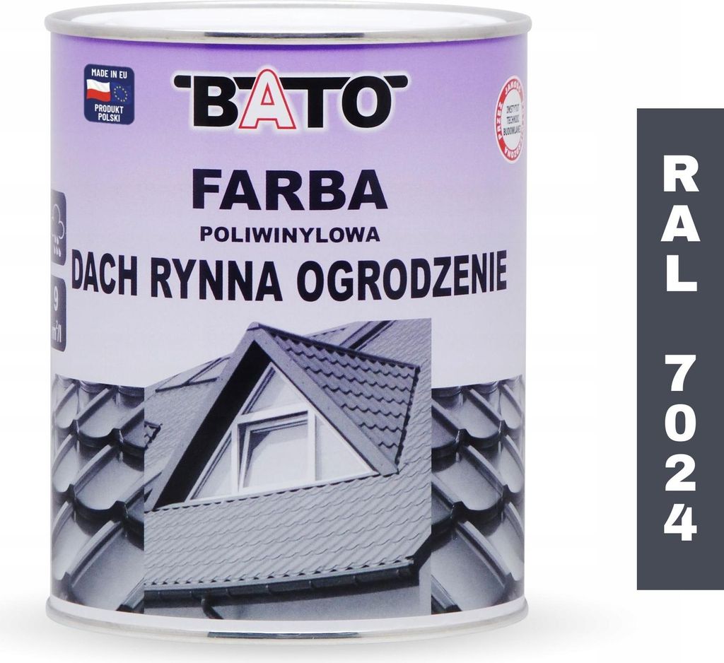 Polywin-Farbe Dach Rinnen Zaun Grafit Ral 7024 A 0,8 L