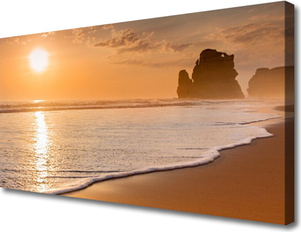 Tulup Leinwand-Bilder 100x50 Wandbild Canvas Kunstdruck Meer Strand Sonne Landschaft