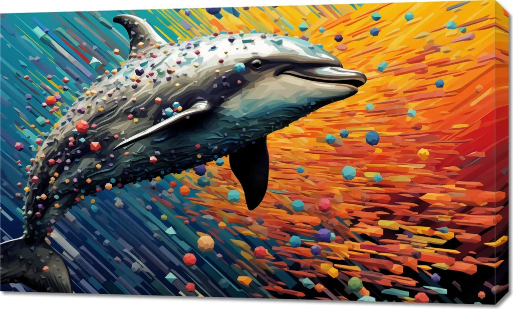 Tableau Dauphin pour Chambre ou Salon : Image Marine de 100 x 60 cm