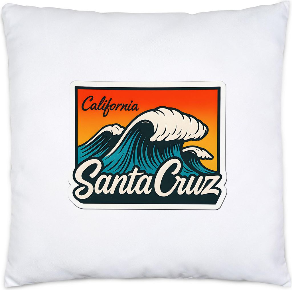 Santa Cruz Kissen – Kalifornien Surf Welle Retro Sunset Design, gemütliche Geschenkidee für Strandurlauber