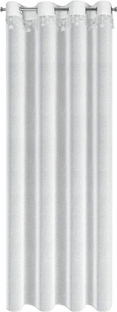 EUROFIRANY | Weihnachtsvorhang - Vorhang - 140 x 250 cm - weiße Gardine - mit Sternen