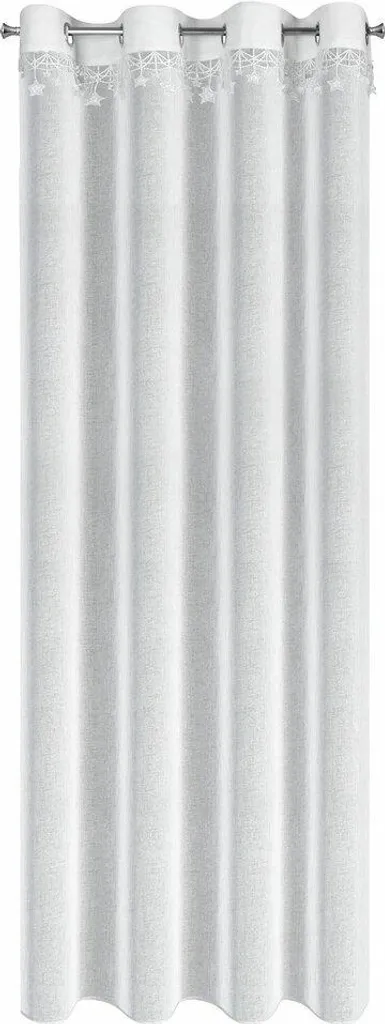 Rideau de Noël Étoilé 140x250 cm en Tissu Blanc Élégant Eurofirany