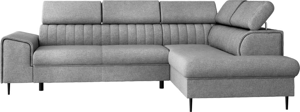 MIRJAN24 Ecksofa Kadurin, Wohnzimmmer L-Form mit Schlaffunktion und Bettkasten, Einstellbare Kopfstützen (Farbe: Soul 17 , Seite: Rechts)
