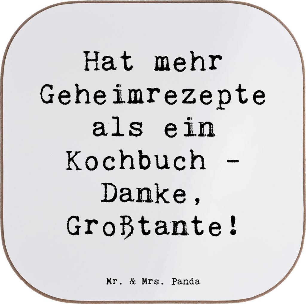 Mr. & Mrs. Panda Tischuntersetzer Spruch Geheimrezepte Großtante - Weiß - Geschenk, Familienrezepte, Rat und Tat, emotionale Unterstützung, glä...