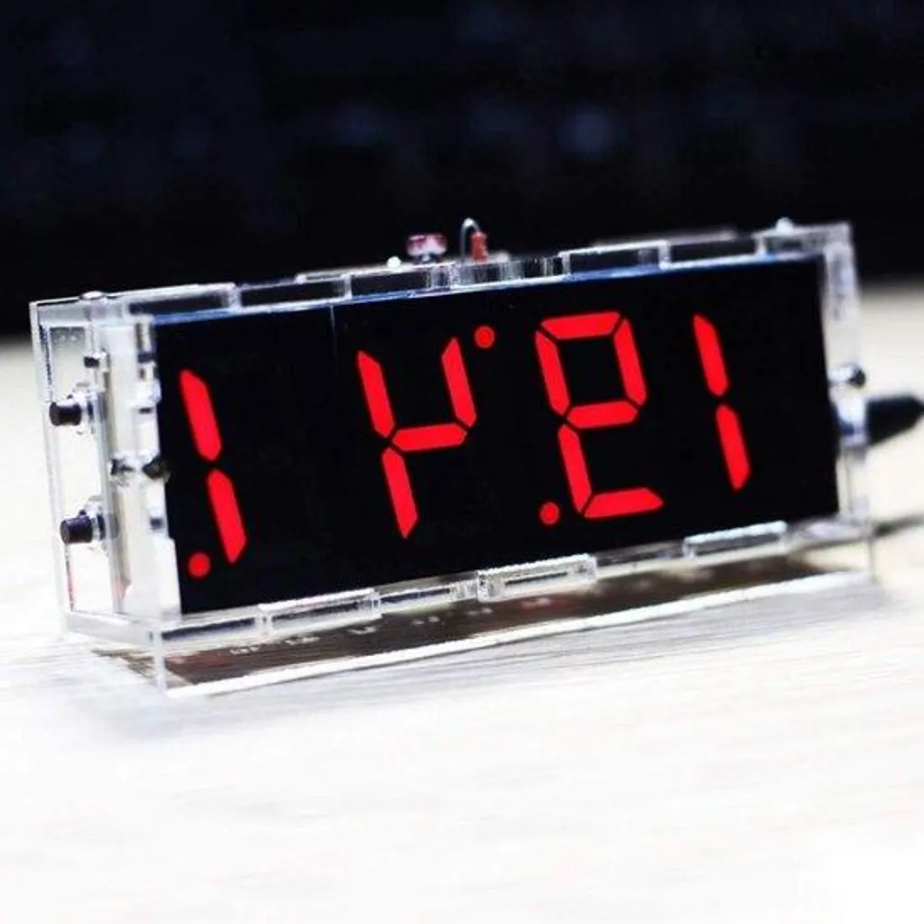 Horloge LED Rouge 4 Chiffres - Fonction Minuterie & Alarme - Bureau/Cuisine