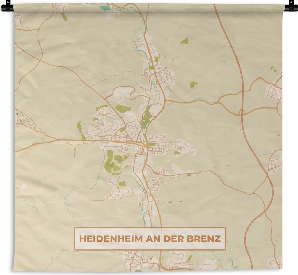MuchoWow Wandteppich Wandbehang Jahrgang - Stadtplan - Heidenheim an der Brenz - Karte 150x150 cm Tapisserie Dekoration Wandtuch - Wohnaccessoire...