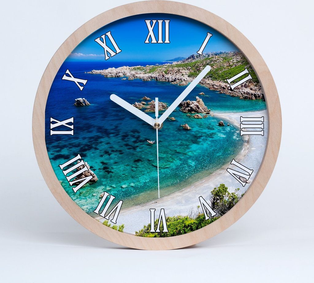 Holzuhr 30fi cm wanduhr - weiße Spitzen - Meeresbucht