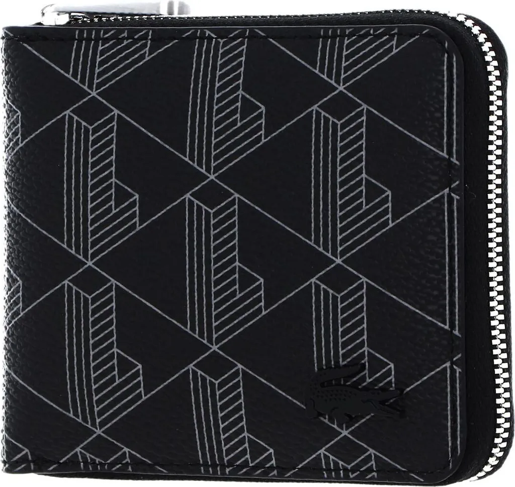 Porte-monnaie Lacoste Monogramme The Blend avec Fermeture Zippée Grise