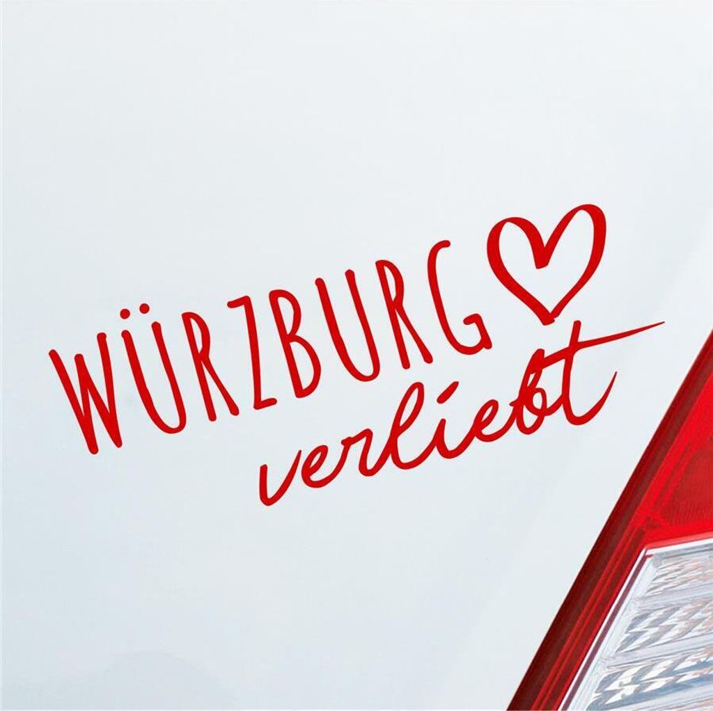 Auto Aufkleber Würzburg verliebt Herz Stadt Heimat Liebe Car 19x7 cm Rot Sticker Heckscheibenaufkleber