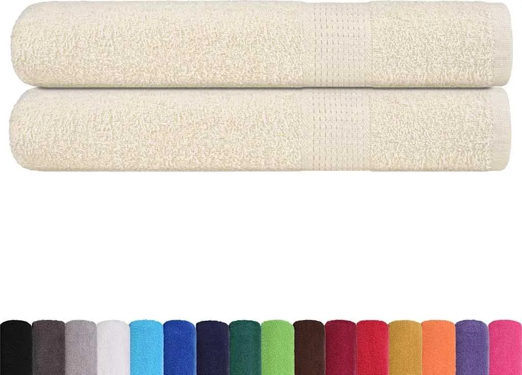 Grand drap de bain de sauna 80x200 cm lot de 2 serviettes coton crème