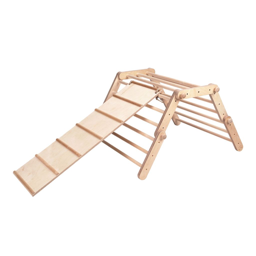 Ette Tete Fipitri Klettergerüst aus Holz mit Rutsche | Indoor Montessori Kletterdreieck mit Rampe für Kinder | Modifizierbar mit 5 Teilen
