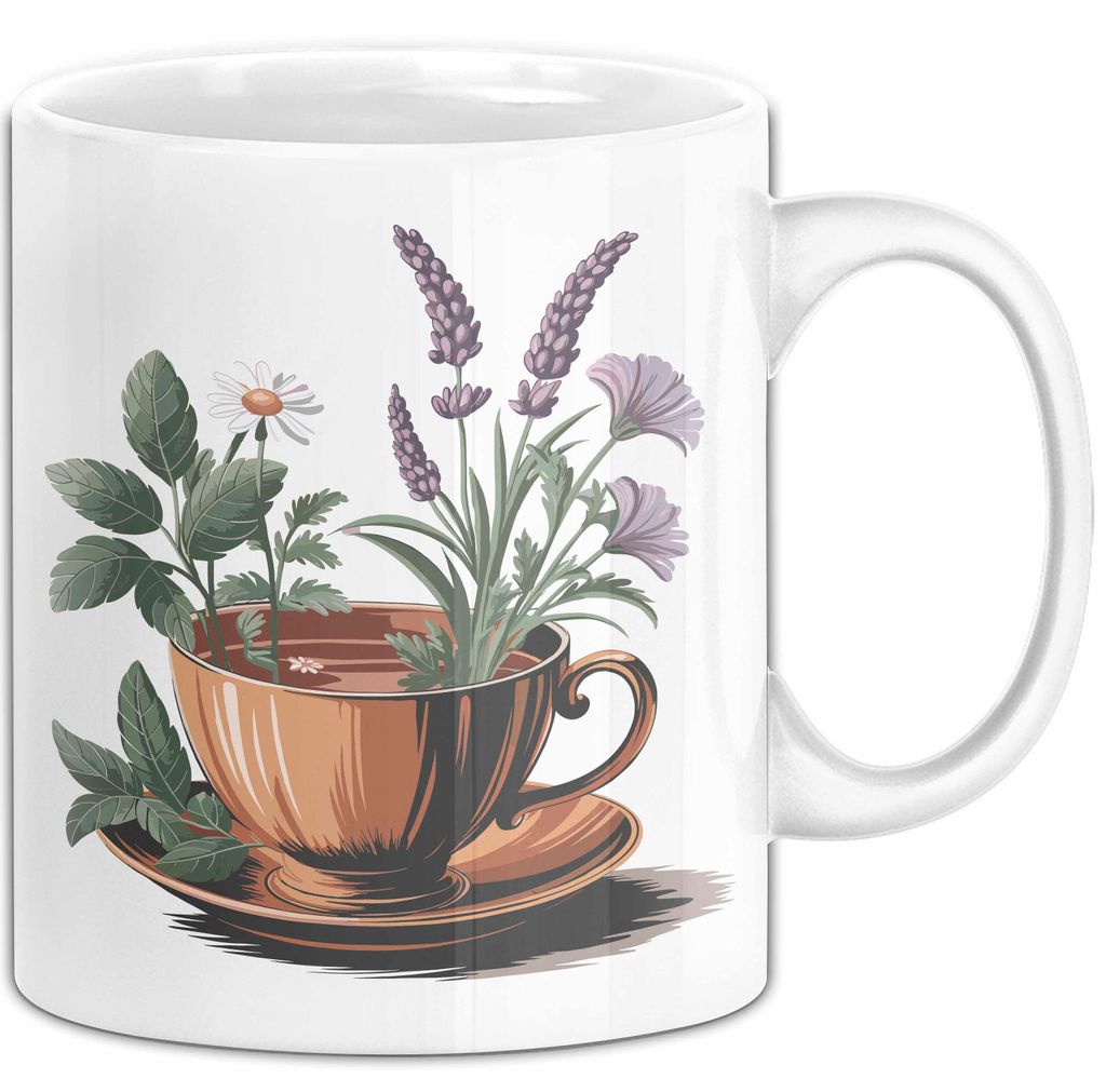 Kräutertee Fan Tasse Geschenkidee für Teezeit Liebhaber (Weiß)