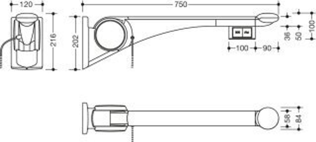 HEWI 802.50.45060 TB Stützklappgriff Premium,750 mm, li Produktbild 