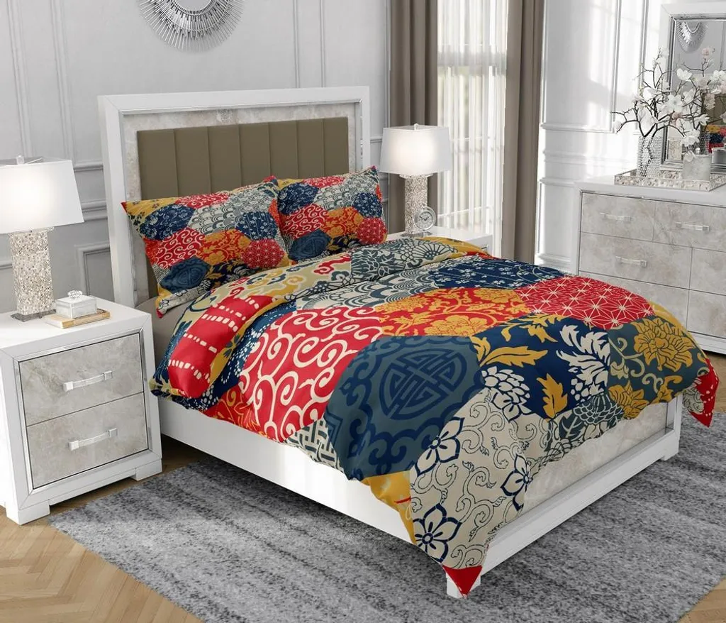 Biancheria da Letto SOVIO 160x200cm Cotone Multicolore - Stile Moderno