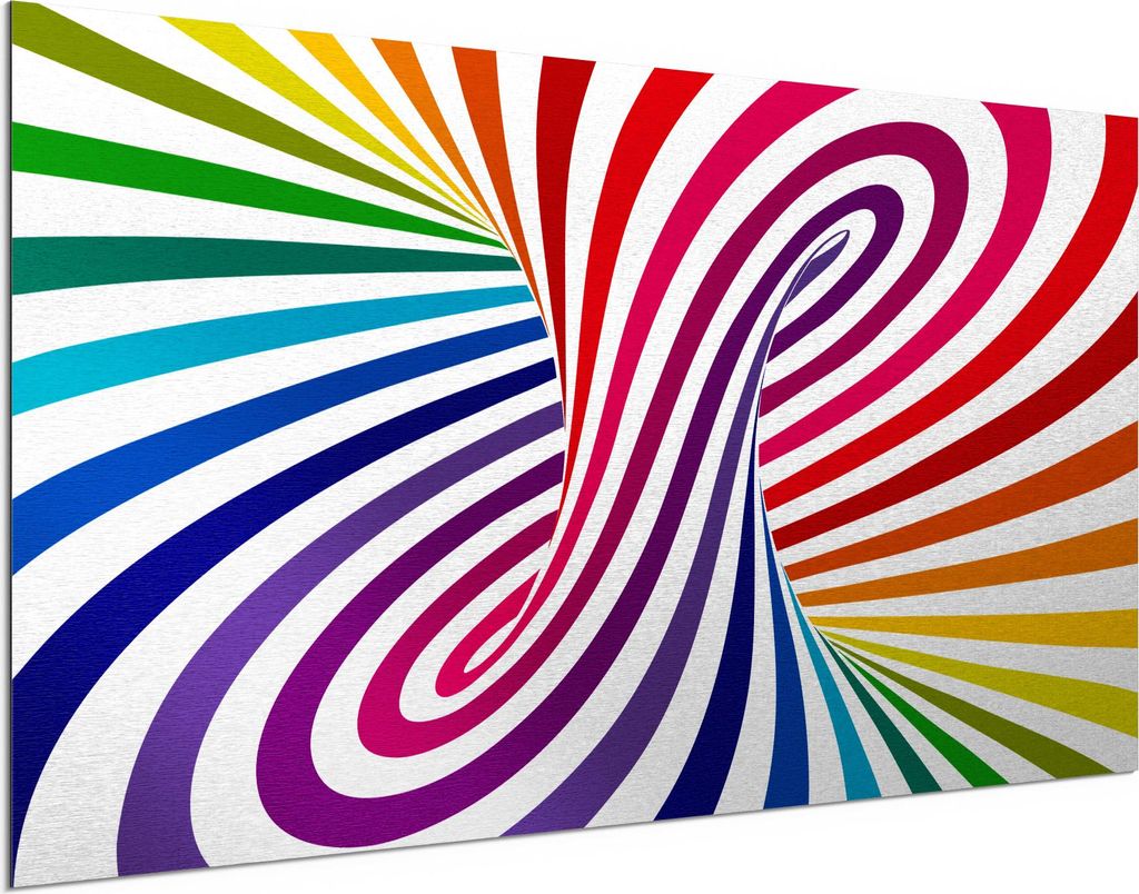 DEQORI Alu-Dibond Bild Silber 100x50 cm 'Bunter Wirbelwind' Wandbild Metall dünn Design