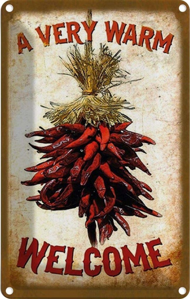 vianmo Blechschild 18x12 cm a very warm welcome Chili