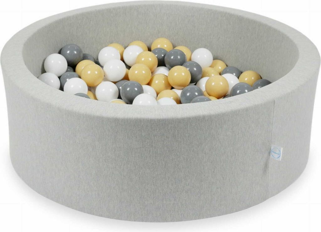 Bällebad 90x30cm hellgrau – Mit 200 Bällen / beige, grau, weiß