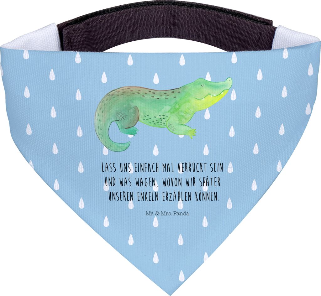Mr. & Mrs. Panda Hundehalstuch Krokodil - Blau Pastell - Geschenk, Lieblingsmensch, Dreieckstuch, Bandana, Hunde Hals Tuch, Halstuch, Reiselust, Kr...