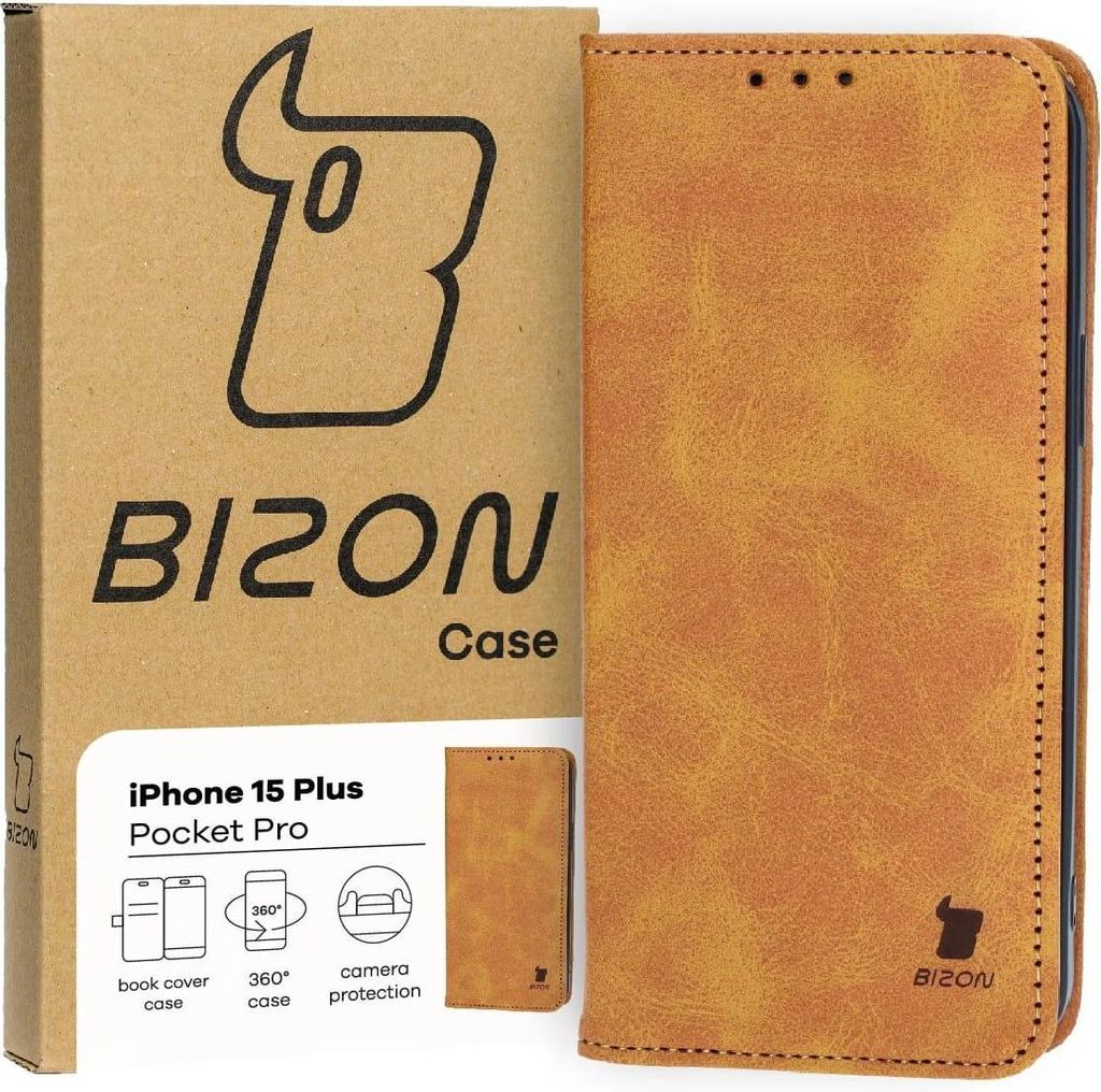 Bizon Case Pocket Pro Apple iPhone 15 Plus braun