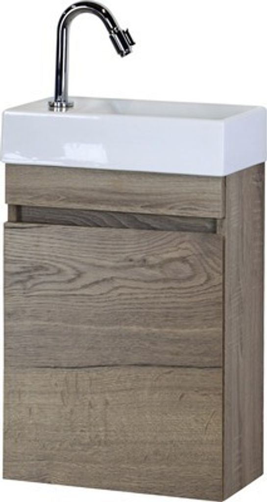 Badmöbel-Set Sanox Maxim Frontfarbe tabacco BxHxT 40 x 65 x 22 cm mit Keramikwaschtisch