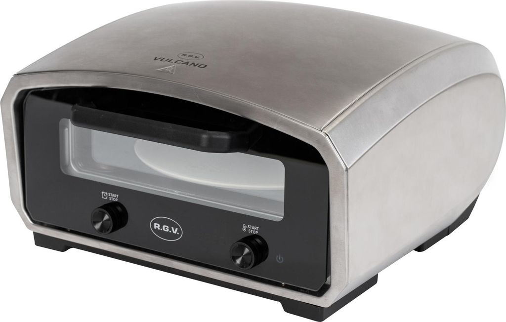 RGV Vulcano Elektrischer Pizzaofen Schwarzer Stahl 450°C mit Drehteller
