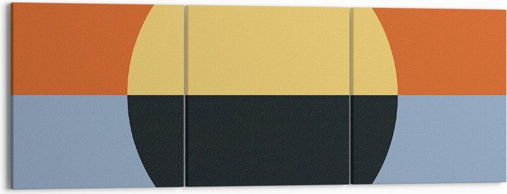 Bild auf Leinwand - Leinwandbild - 3 Teile - Abstraktion Halbkreis Kontrast - 150x50cm - Wand Bild - Wanddeko - Wandbilder - Leinwanddruck - Bilder...