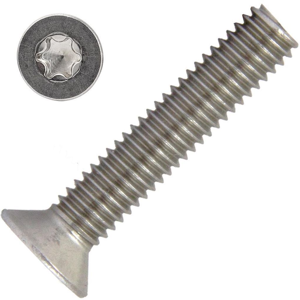 AG-BOX Senkkopfschrauben M6x30 mit Innensechsrund "TX" - T30 DIN 965 Edelstahl A2, 50 Stück