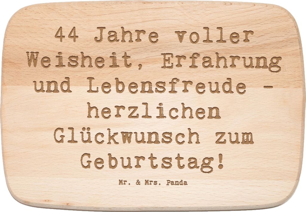 Mr. & Mrs. Panda Holz Vesperbrett Spruch 44. Geburtstag - Transparent - Geschenk, vesperbrettchen, massivholzbrett, Geburtstagsgeschenk, Schneidebr...