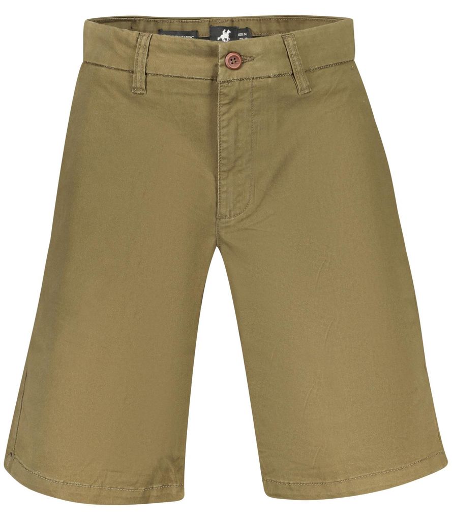 Kurze Braune Herren-Hose mit 4 Taschen und Logo - Knopf & Reißverschluss