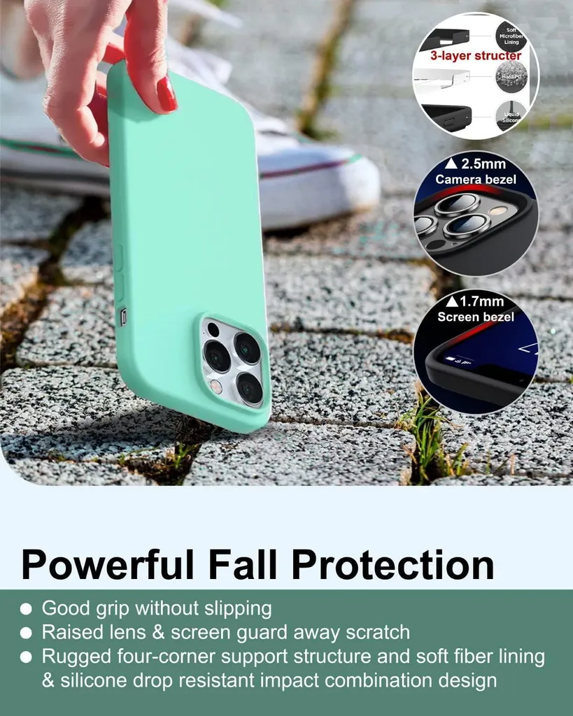 Protection Silicone Vert iPhone 14 Pro Max Compatible Charge Sans Fil - 5