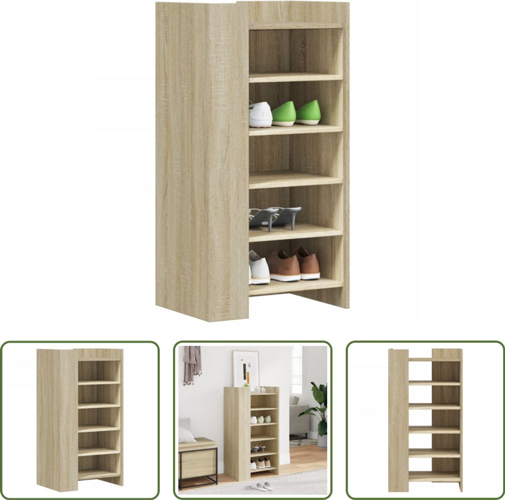 The Living Store Schuhschrank Sonoma-Eiche 52x37,5x100 cm Holzwerkstoff