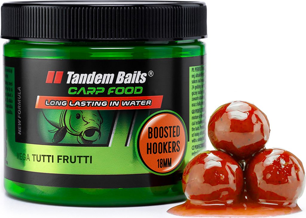 Tandem Baits Carp Food Boosted Hookers Mega Tutti Frutti, Karpfenfutter, Karpfen Angeln ohne Mühe, Köder zum Große-Fische-Angeln, Karpfenzubehö...