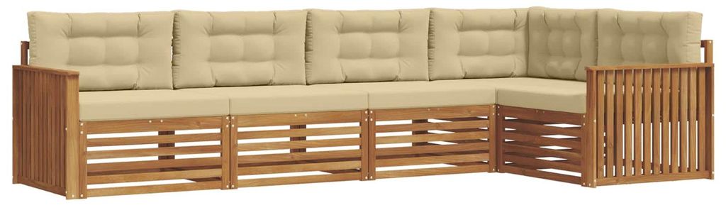 vidaXL Outdoor-Sofagarnitur mit Kissen 5 pcs Natur und Beige
