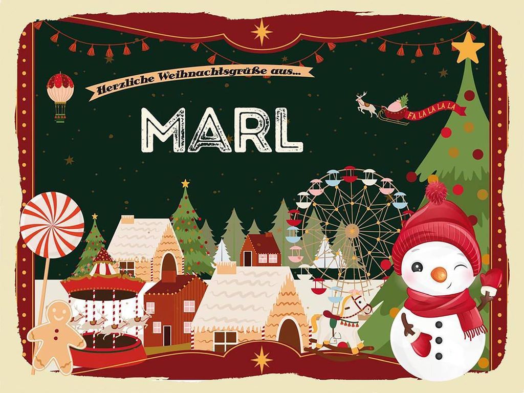 vianmo Holzschild 30x40 cm Weihnachtsgrüße aus MARL Weihnachten