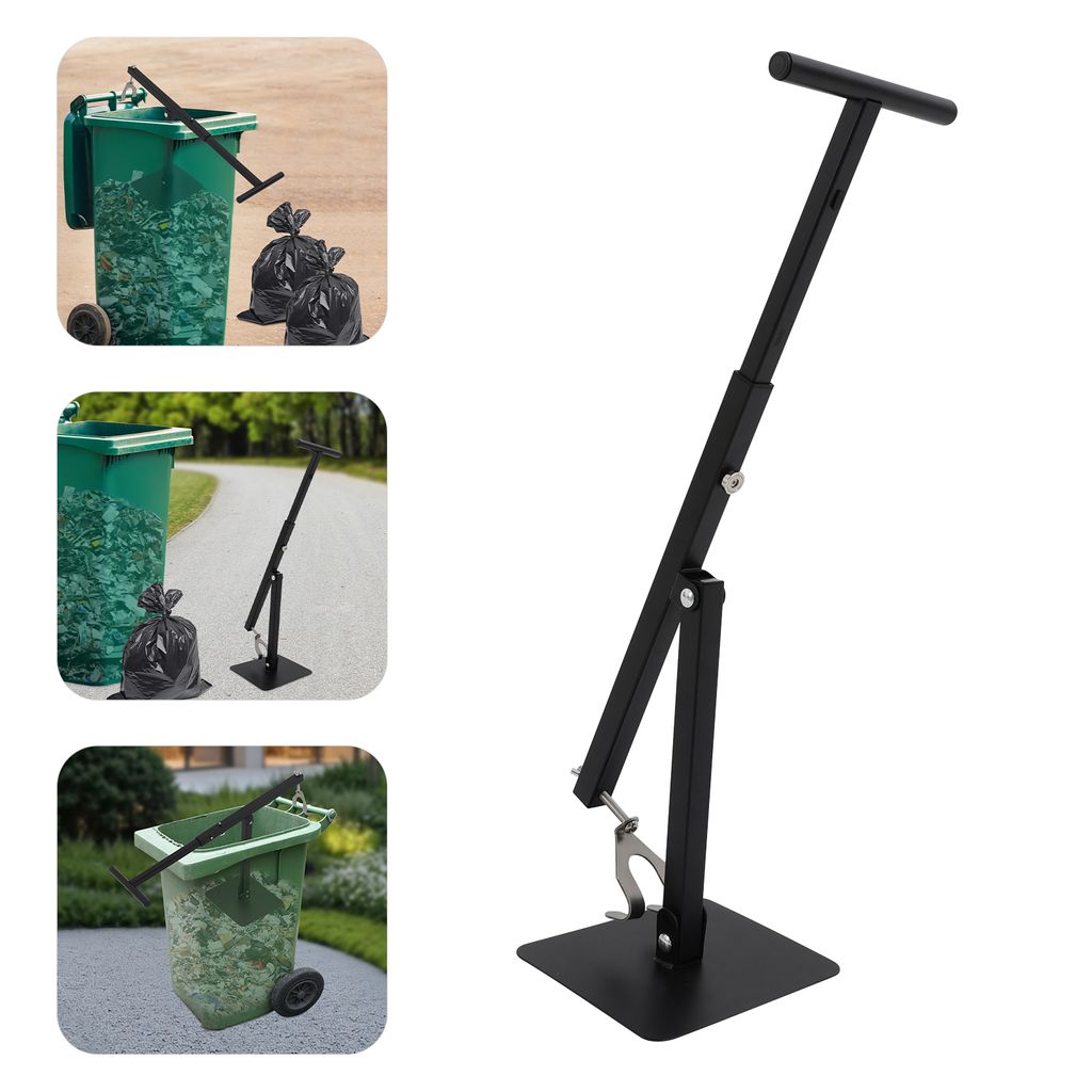 Manuelle Müllpresse für die Mülltonnen 50kg tragbar (Schwarz)