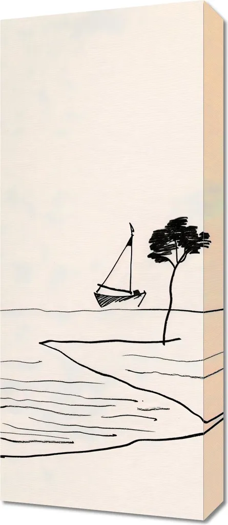 Décoration Murale Tableau de Paysage Marin 30x70 cm Calme Côtier Chic