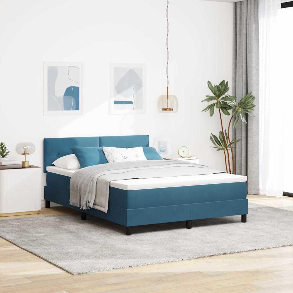 Maison Exclusive - LED Boxspringbett mit Kopfteil Dunkelblau 160 x 200 cm Samt