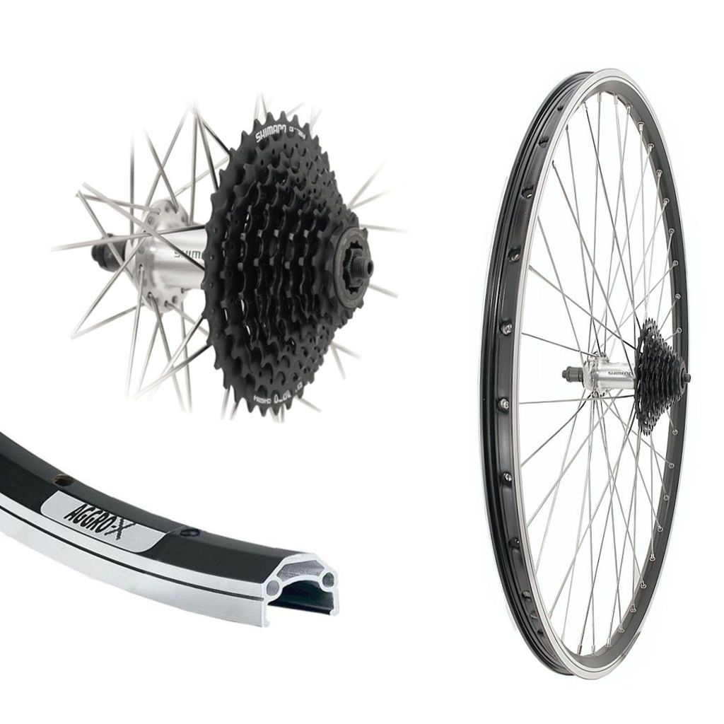 Aggro-X 28 Zoll Hinterrad inkl. 9 Fach Kassette 11-32 Shimano V-Brake Laufrad Hohlkammer 19-622