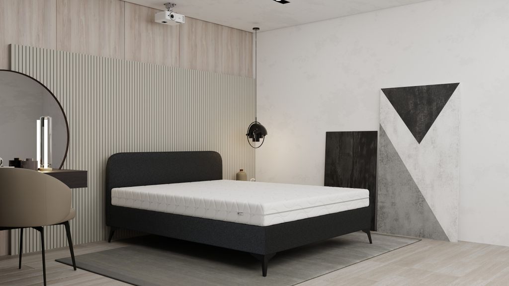 Polsterbett MAVILO - Komfortbett mit Stauraum, Doppelbett, 160x200cm, Schwarz, Bonellfederkernmatratze, H2/H3