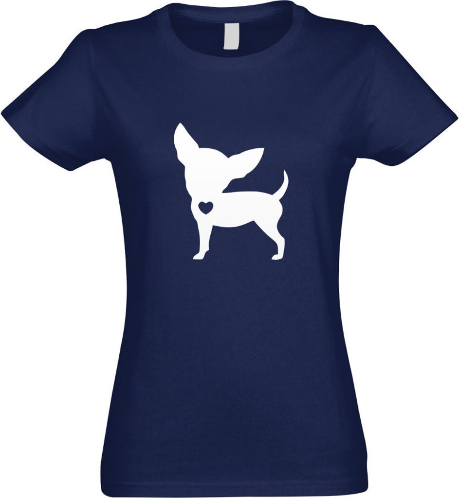 Kiwistar - T-Shirt tailliert - Damen - Navy - Chihuahua Love Silhouette - mit Motiv Bedruckt - Funshirt Design - Sport - Freizeit - Damen - M
