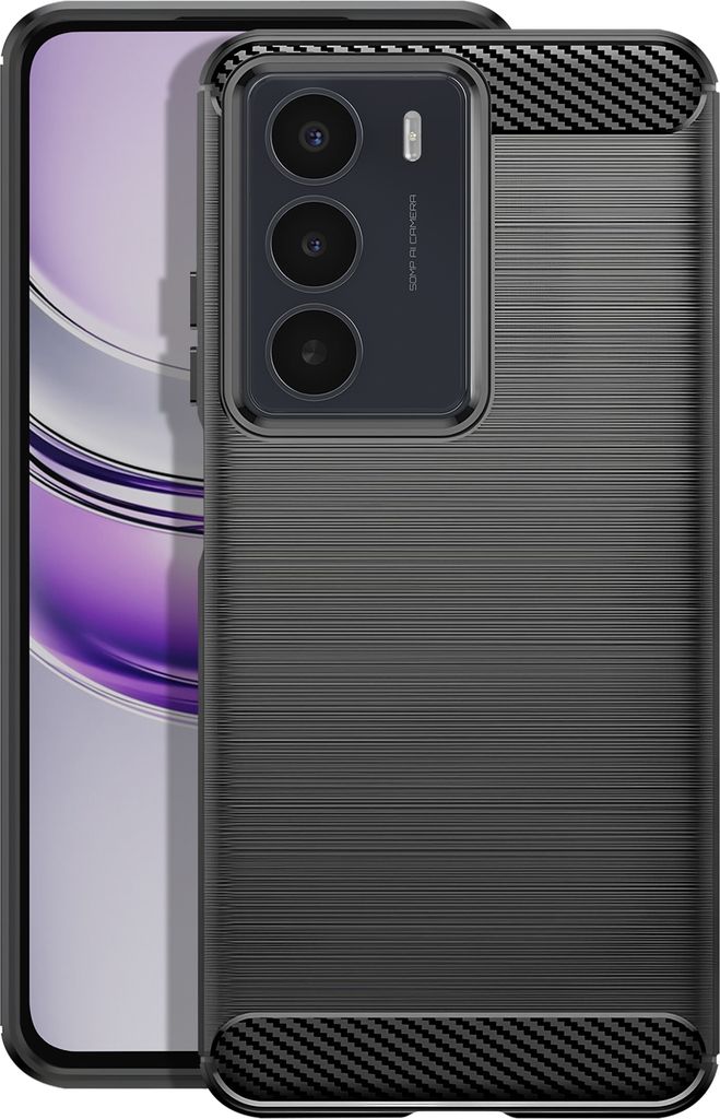 Avizar, Realme 14x C75 Silikonhülle Carbon Design, Schwarz
