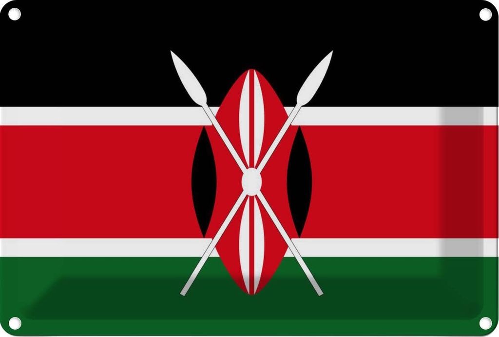 vianmo Blechschild 12x18 cm Kenias Kenya Flagge Fahne Wappen