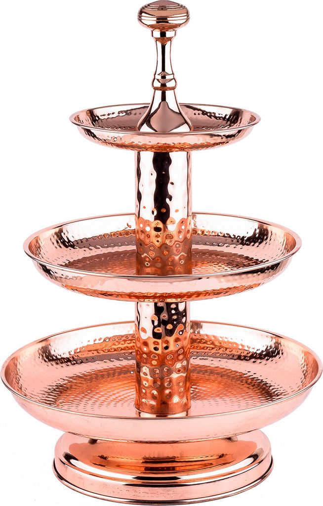 Marrakesch Orient & Mediterran Interior 3 Etagen Etagere aus Edelstahl Rosal Rose Gold rund 50cm Groß | Cupcake Ständer modern als Tischdeko