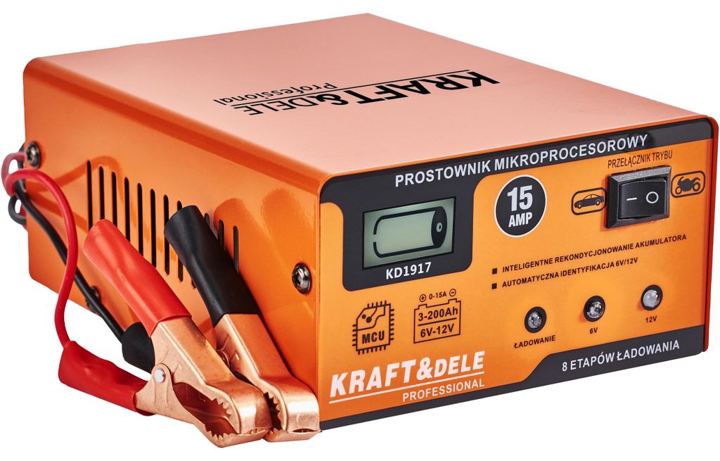 KRAFT&DELE | Batterie-Ladegerät, 15 A, 6/12V, für Gel-, Produktbild 