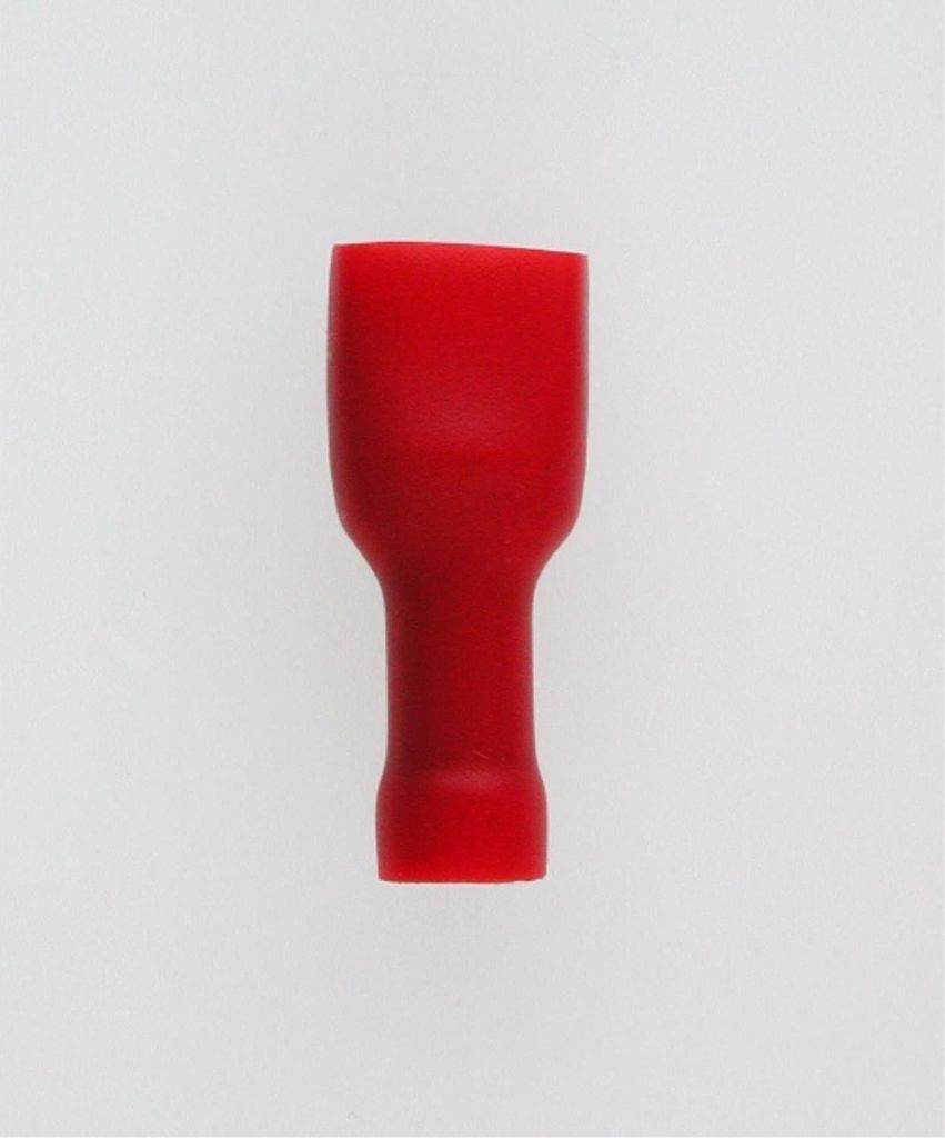 STEX24 Flachsteckhülsen, Steckgröße 6,3 x 0,8mm vollisoliert, mit Isolationscrimp Querschnitt 0,5mm² - 1,5mm² rot - 1