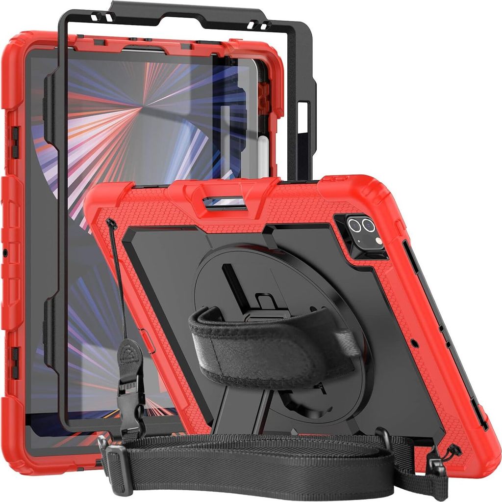Tasche für iPad Pro 5/4 12.9" mit Ständer und Schultergurt Rot